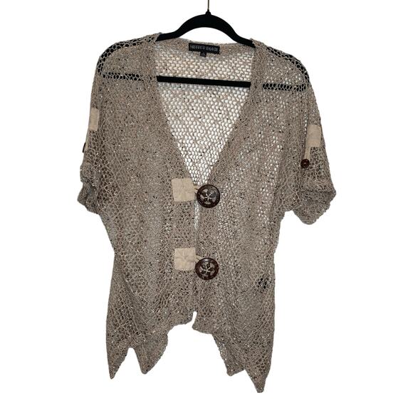 Mirror Image Y2K cardigan short sleeve beige goblin cottage whimsygoth grunge S - Picture 1 of 9